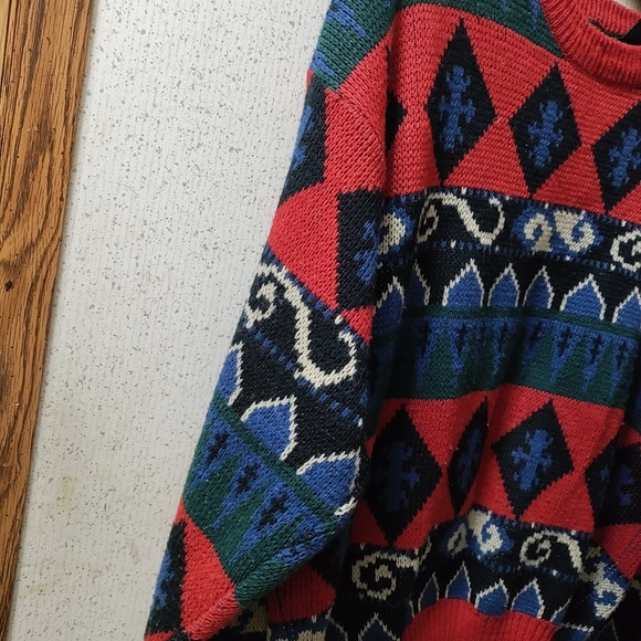 Vintage Jonathan Stewart Christmas Sweater Large Geometric Grandpa Sweater Clean - Picture 6 of 9